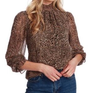 1. State Animal Print Sheer Blouse